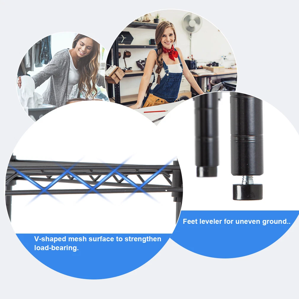 4 Tier Shelving Unit NSF Wire Shelf Metal Large Storage Shelves Heavy Duty Heigh up to 400 kg height 200cm - Image 4