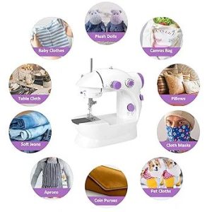 Mini Sewing Machine with Extension Table, Electric Sewing Kit with Light, Dual Speed ​​Sewing Machine for Beginners, Portable Travel Automatic Sewing Machine for Home and