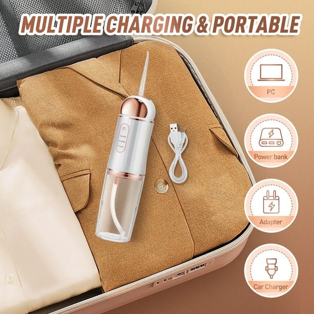 Water Dental Flosser Oral Irrigator with 3 Modes Cordless Water Teeth Cleaner Pick 4 Jets, IPX7 Waterproof Rechargeable Portable - Image 6
