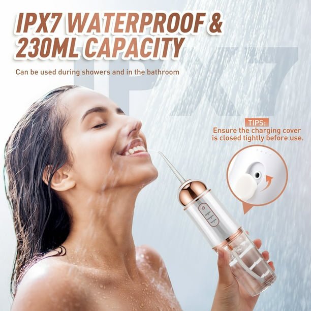 Water Dental Flosser Oral Irrigator with 3 Modes Cordless Water Teeth Cleaner Pick 4 Jets, IPX7 Waterproof Rechargeable Portable - Image 8