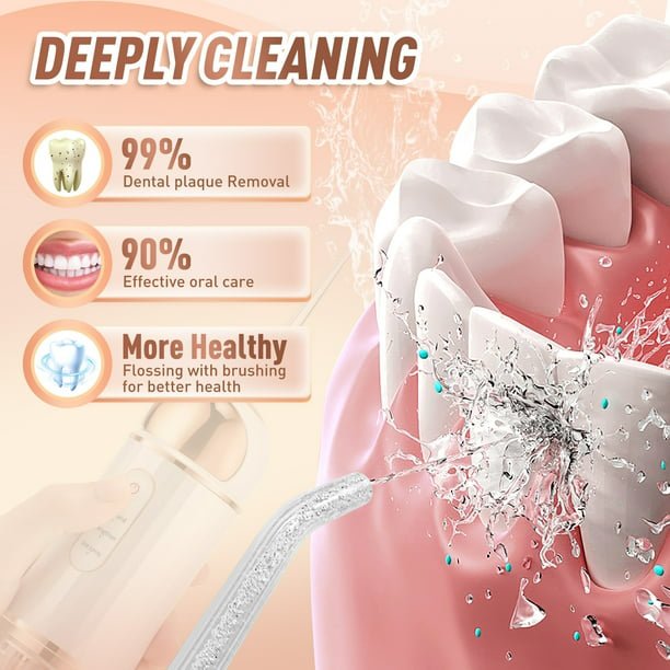 Water Dental Flosser Oral Irrigator with 3 Modes Cordless Water Teeth Cleaner Pick 4 Jets, IPX7 Waterproof Rechargeable Portable - Image 2