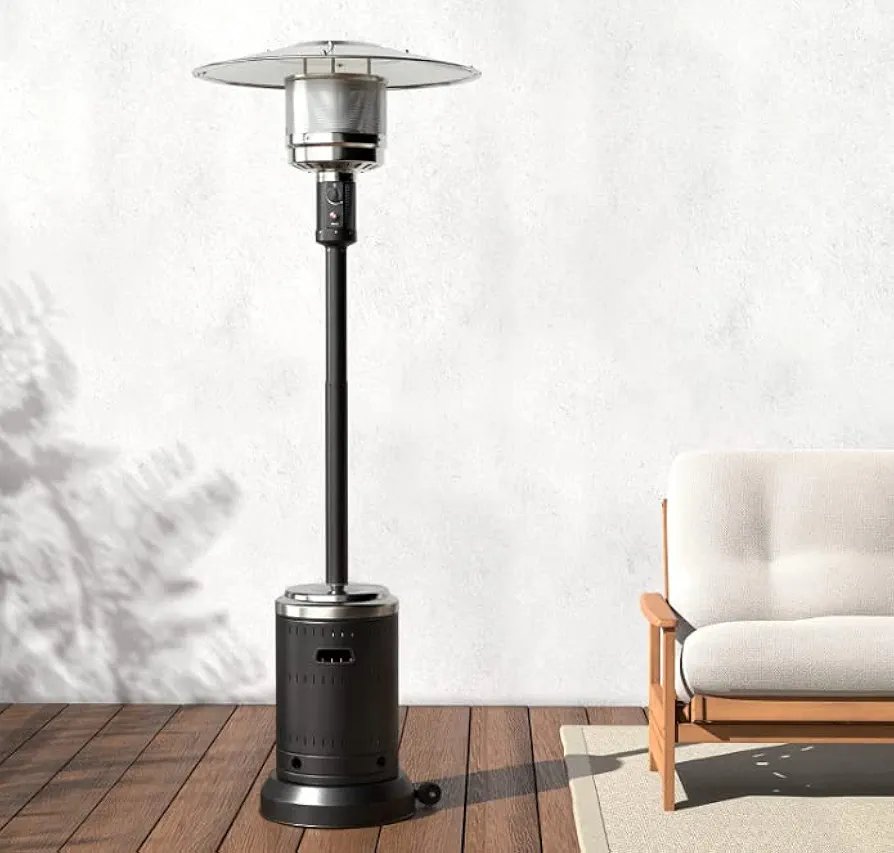 general start Basics Patio Heater, Mushroom Heater, Black and Steel - Image 3