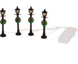 4x Christmas LED vintage lights- Magic Village - 10cm battery