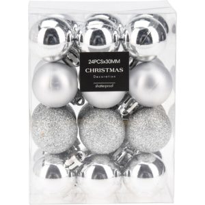 Christmas    boul 24 pcs 6cm Shatterproof Assorted Baubles