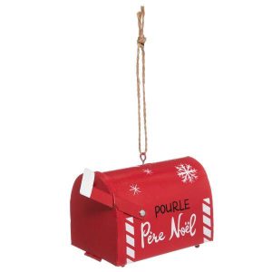 PENDANT Xmas MAILBOX ORNAMENT, METALLIC RED 5.5×6.5x11cm