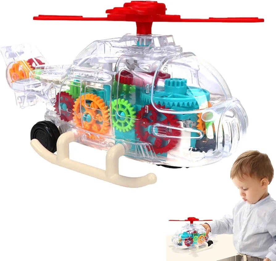 Gear Electric Helicopter | Transparent Gear Plane - Transparent Helicopter Model Toys with Automatic Driving for Friends, Classmates, Neighbors, and Families - Image 5