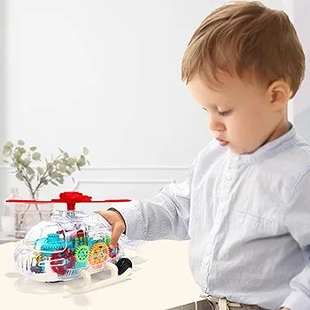 Gear Electric Helicopter | Transparent Gear Plane - Transparent Helicopter Model Toys with Automatic Driving for Friends, Classmates, Neighbors, and Families - Image 3