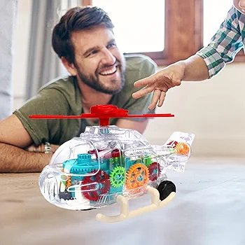 Gear Electric Helicopter | Transparent Gear Plane - Transparent Helicopter Model Toys with Automatic Driving for Friends, Classmates, Neighbors, and Families - Image 2