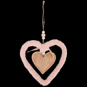 Christmas Decoration – Heart Pendant Made of Plush and Felt, Pink