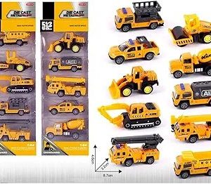 Deluxe 5-Piece Diecast Construction Vehicle Set | Pull-Back Engineering Toy Cars | Realistic Designs | For Ages