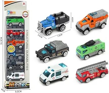 Hi-Tech Police Alloy Vehicle Model Metal Cars 6 Pcs Vehicles, Car Play Set for Toddlers,Boys Die-Cast Car Set, Birthday Decorations Gift Movie Vehicle Racing for Kids, Multicolour