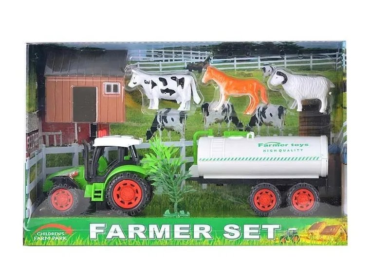 Farmer Set, Tractor with 3 Animals and a House