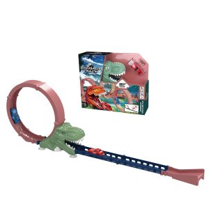 360 rotation 15pcs high speed pull back race car plastic dinosaur track