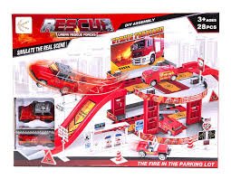 Fire brigade parking lot with 2 cars