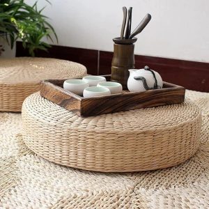 Tatami Floor Cushion, Round Padded Seating Mat, Straw Mat for Outdoor Seating  Pack Larger Sizes)