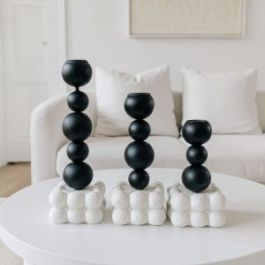 SCULPTURA LIGHT CANDLE STICK SET 3 PIECES BUBBLE