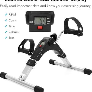 Home Exerciser,Folding Fitness Pedal Stepper Exercise Machine LCD Display Indoor Cycling Bike Stepper with Adjustable Resistance For Home Office Gym