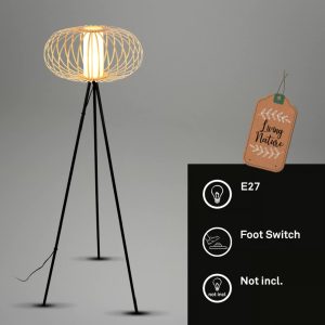 Floor lamp, 153 cm, 1x E27, max. 10W, wood color