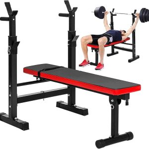 Fitness Aid - Adjustable Folding Dumbbell Bench for Home Gym, Squat Stand, Dumbbell Rack, Strength Training with Incline Reduction Capability