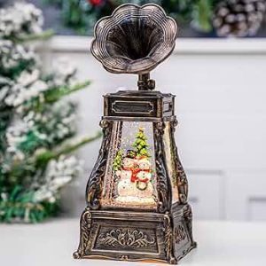 Lantern Swirling Glitter Phonograph with Christmas Tree Kids Snow Globe Lantern Lighted 6H Timer USB Battery Operated Snowglobe Home Christmas Decoration