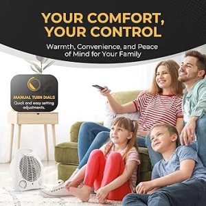 moesson Upright Fan Heater, Electric Portable Heater with Overheat Protection & 2 Heat Settings - Energy Efficient Room Heater for Home