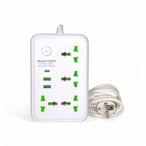 2500W Universal Power Extension with 5 Sockets 2 USB and 1 Type C Port