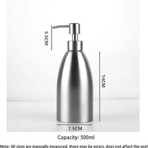 Simple rustproof liquid soap dispenser for bathroom or kitchen, refillable bottle with pump for bath soap, dish soap pump