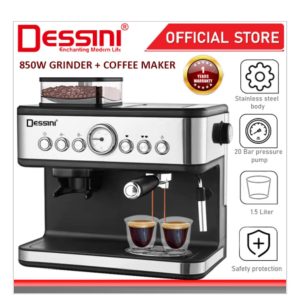 dessini Italy 20 bar 1.5l espresso maker brew cappuccino latte  machine milk frothing  steamer bean grinder blender