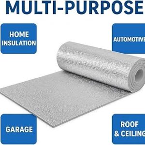 Reflective Foil Insulation Roll – Heat Shield & Sound Deadener, Aluminum Foil + Foam Core, Waterproof & Moistureproof – Easy to Cut & Install
sold by 25cm
