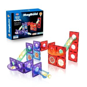 Magnetic puzzle cube set with 49 transparent night light tubes
