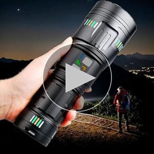 Rechargeable Tactical Flashlight  Lumen with Battery,Most Powerful Water Resistant Camping,Super Bright Portable Outdoor Torch Light Zoomable with Power Display,led 60000LM, Power Bank function, 28x6cm