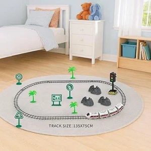 Electric Bullet Train Toy with DIY Track Set for Kids Motorized High-Speed Train Educational Railway Playset Birthday Gift for Boys Girls Battery Operated Train Set 13 Pcs