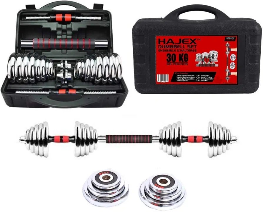 Cast Iron Adjustable Dumbbell Set15kg 20KG/30KG Pairs, Free Weights Dumbbells Set with Connecting Rod for Home Gym random brand