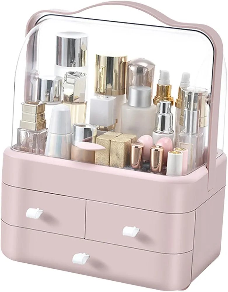 Jewelry and perfume organizers for cosmetics, office table display case, clear bathroom organizer for bathroom, desk, office,