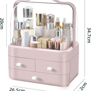 Jewelry and perfume organizers for cosmetics, office table display case, clear bathroom organizer for bathroom, desk, office,