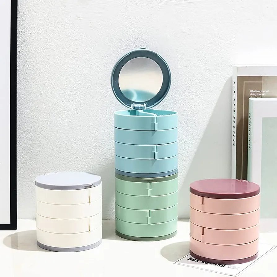 Rotating Multi-layer Jewelry Box Earring Storage Box Hand Jewelry Earrings Necklace Organizer Storage Holder Boxes - Image 5