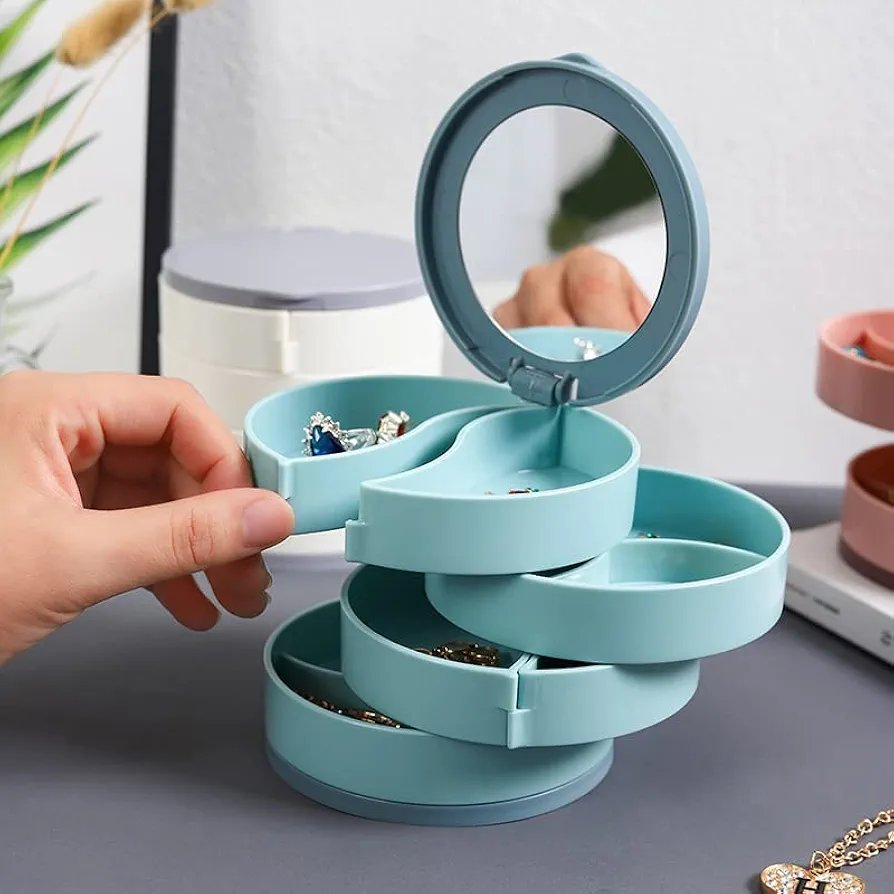 Rotating Multi-layer Jewelry Box Earring Storage Box Hand Jewelry Earrings Necklace Organizer Storage Holder Boxes - Image 3