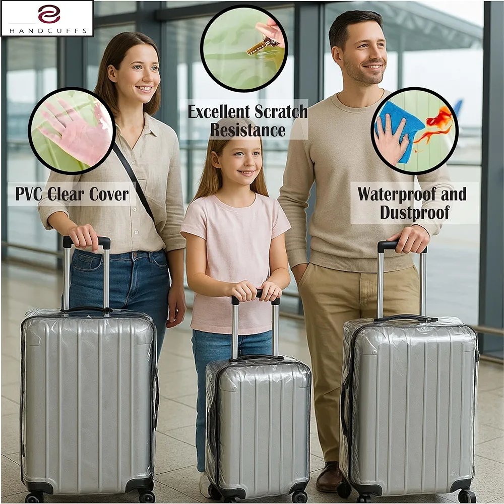 Handcuffs Transparent Luggage Trolley Protective Covers PVC Waterproof Travel Bag Suitcase Cover 2 size - Image 8