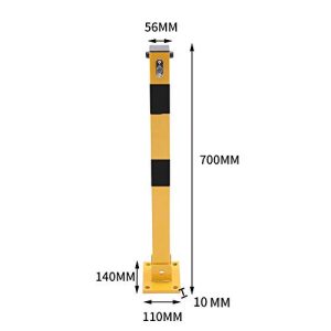 Car Parking Space Lock Bollard, Yellow and Balck Lockable Fold Down Car Parking Barrier Post, Private Car Park Driveway Guard Saver Blocker, Upper Lock, 70cm Height