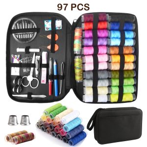 Portable 97pcs Sewing Kit for Home Travel Emergencies - Thread, Needles, Accessories, Compact Case - Ideal for Beginners, Perfect Gift