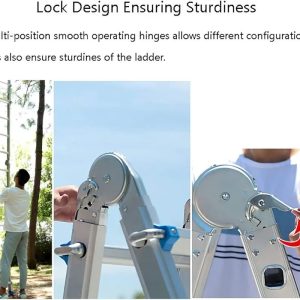 Heavy Duty Little Giant Ladder  double sided Aluminum Portable Extension Ladder, Blue, 150kg