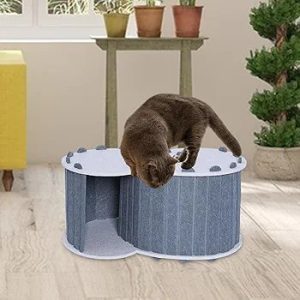 Baosity Cat Tunnel Bed Hideaway Nest Removable Cover Easy to Clean All Season Comfortable Universal Cat Cave with 2 Holes Pet House, Dark Gray