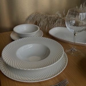 porcelain dishes service  Punto brown  point