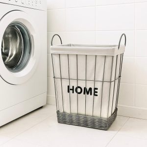 HOME SQUARE STORAGE BASKET WITH HANDLES GREY 1 PIECE
