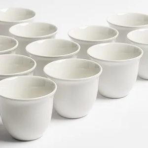 Arabic Coffee Cup Set 12 Pieces Premium Porcelain White | Saudi Coffee Cups | Coffee Cups for Hospitality (Solid White)