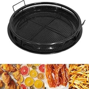 Fryer Pan Mesh Basket, Air Fryer Accessories Barbecue Microwave, Oven and Press Cooker Compatible with Most Air Fryer (A)