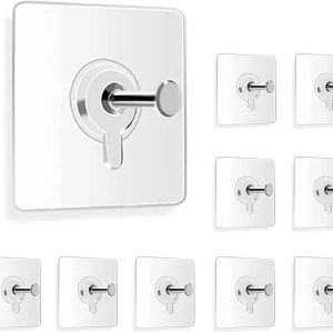 3pc Self-Adhesive Picture Hooks, 0.63 Inch Adhesive Wall Hooks for Hanging Photos up to 26.5 lbs, Clear Waterproof Adhesive Wall Hooks for Bathroom, Kitchen