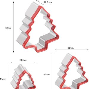 3Piece Christmas Cookie Cutters,Small Tree Biscuit Treats Cutters, Mini Christmas Tree shape Cookie Cutter Set,Coated with Soft PVC for