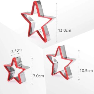 3 pieces Stainless Steel Star Cookie Cutters, Large and Mini Food Grade Star Cookie Cutter for Pressing Cookies, Sandwiches and Bread

Amazon option