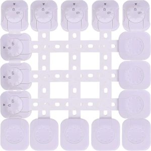 2-Piece white Child Safety Locks | Childproof Latches with 3M Adhesive (No Drilling) | Double Action Lock with Adjustable Strap | For Refrigerator Drawer, Oven Door, Window, Toilet Cabinet, Dishwasher